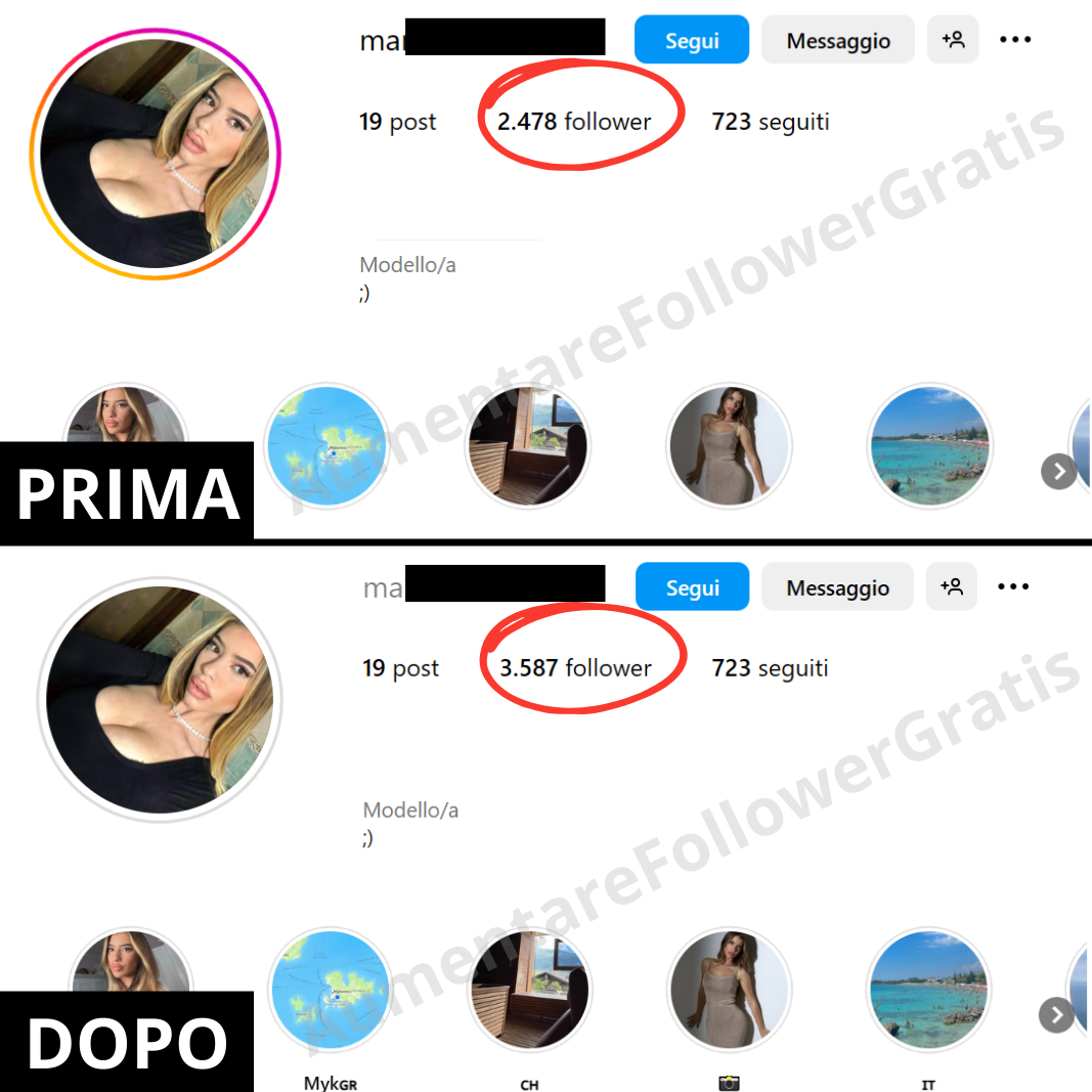 Immagine di un profilo Instagram che ha ricevuto follower gratis con successo